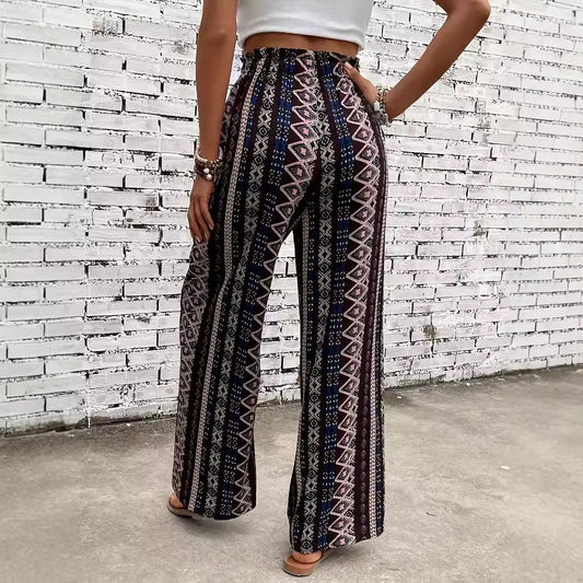 Bohemian Ethnic Print Wide Leg Pants EverBillion