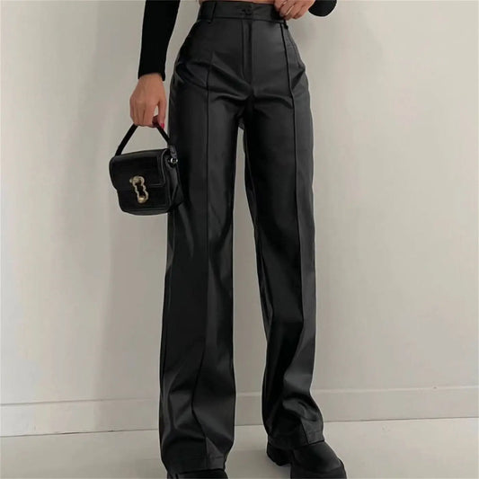 Faux Leather Figure Flattering Pants BESSY