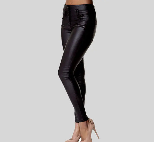 High Waist Faux Leather Skinny Pants SOTO