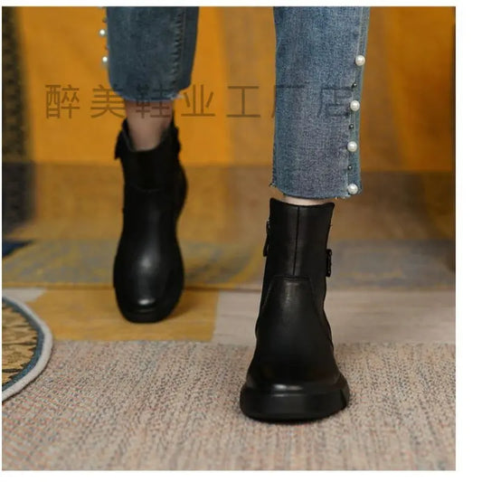 Platform Single Layer Retro Boots ZUIMEI