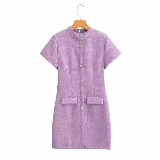 Simple Thin Classic Short Sleeve Dress JiaJia