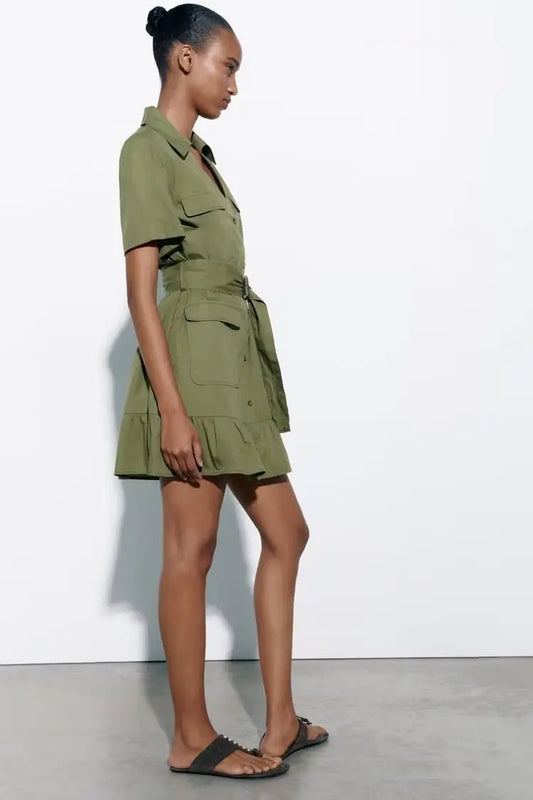 Spring Women Clothing Simple Graceful Waistband Poplin Dress Howe