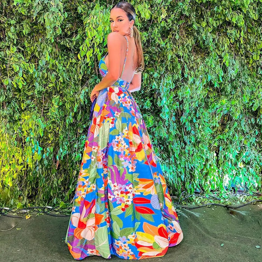 Summer Floral Print Multi Color Dress SCC