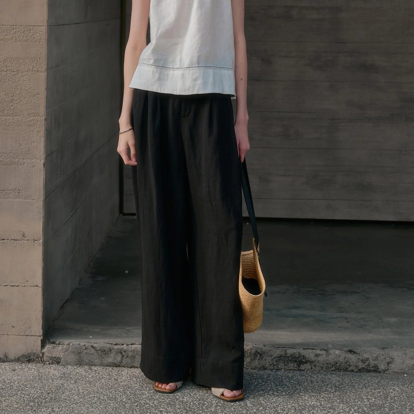Simple Casual Wide Leg Pants Women Summer Yamamoto Minimalist Solid Color Trousers High Grade Japanese Straight Leg Pants JilSung