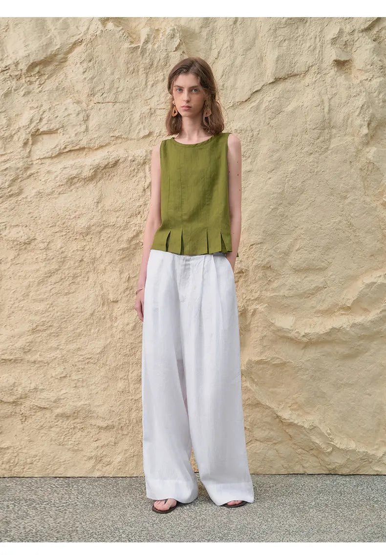 Simple Casual Wide Leg Pants Women Summer Yamamoto Minimalist Solid Color Trousers High Grade Japanese Straight Leg Pants JilSung