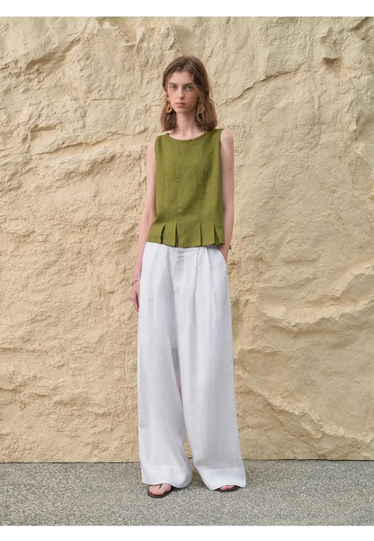 Simple Casual Wide Leg Pants Women Summer Yamamoto Minimalist Solid Color Trousers High Grade Japanese Straight Leg Pants JilSung