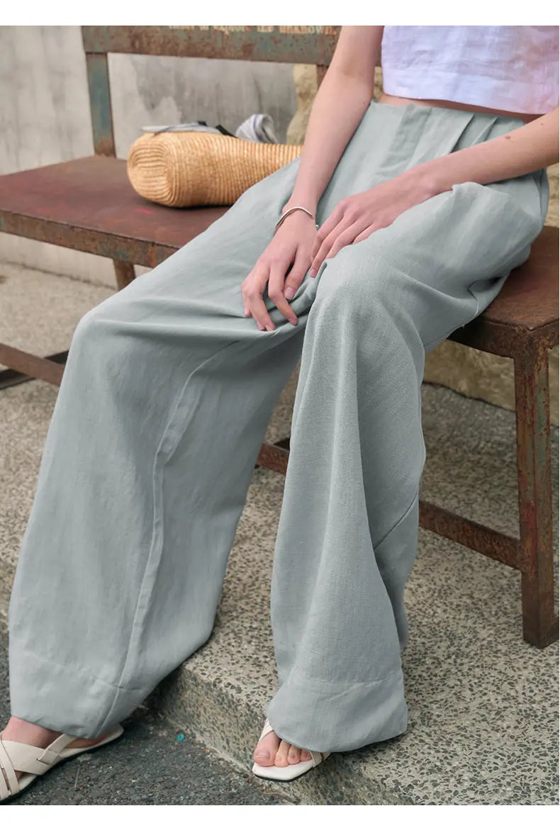Simple Casual Wide Leg Pants Women Summer Yamamoto Minimalist Solid Color Trousers High Grade Japanese Straight Leg Pants JilSung