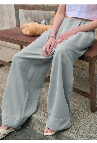 Simple Casual Wide Leg Pants Women Summer Yamamoto Minimalist Solid Color Trousers High Grade Japanese Straight Leg Pants JilSung