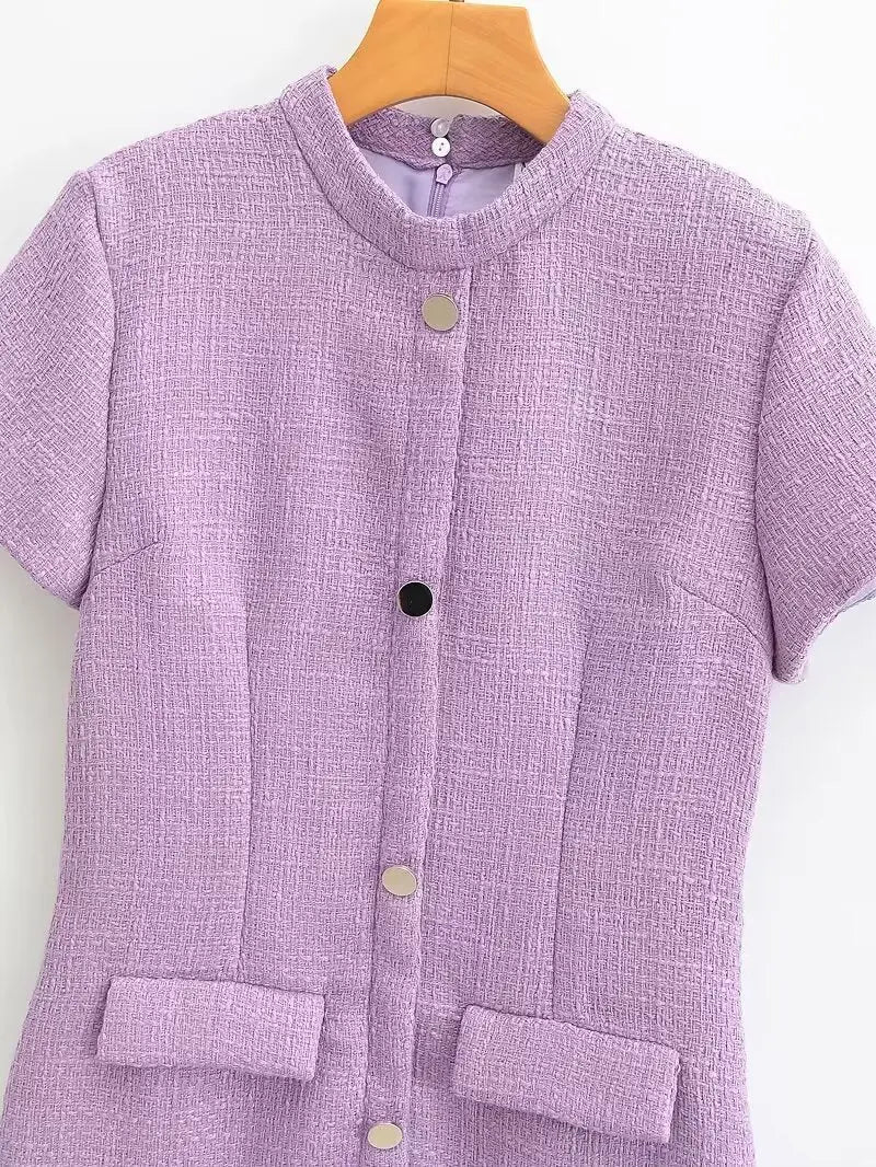 Simple Thin Classic Short Sleeve Dress JiaJia